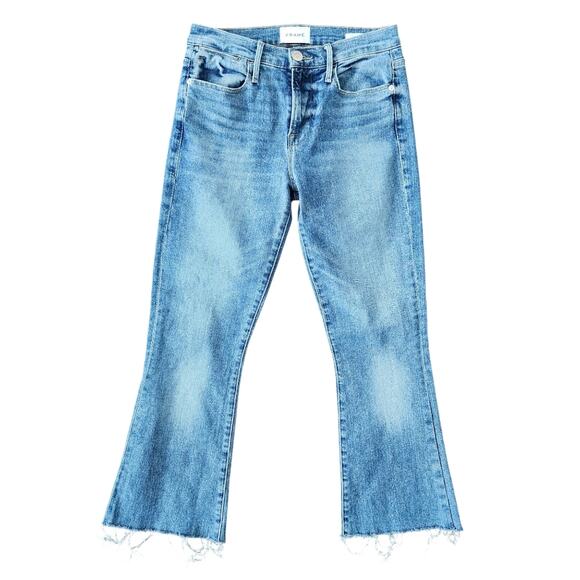 FRAME Le‎ High Flare Blue Acid Wash Jeans 25 Designer Denim Casual Streetwear - Picture 1 of 7